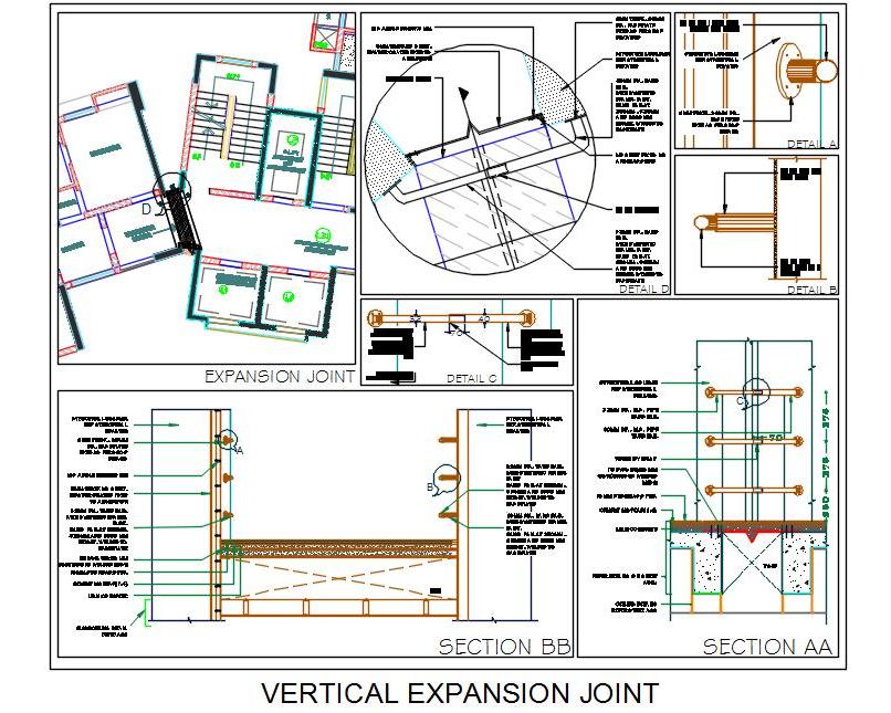 Vertical Expansion Joint CAD Detail for Multi-Story Buildings